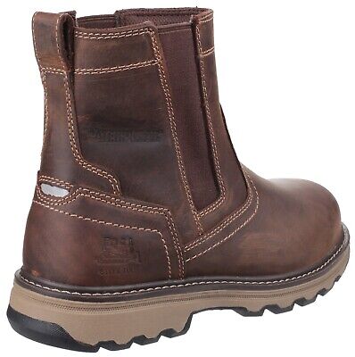 Caterpillar CAT Pelton Chelsea Dealer Safety Work Boots Brown Leather