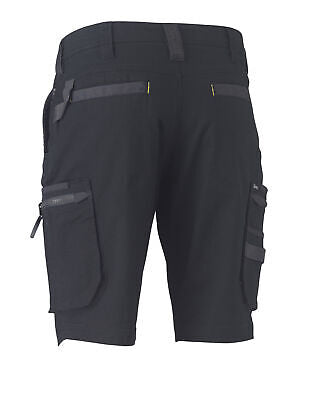 Bisley Flx & Move Stretch Utility Zip Cargo Shorts Black