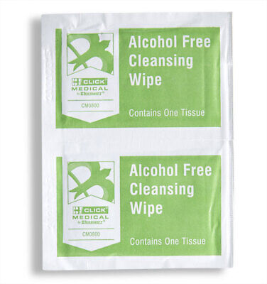 (LL) Click Medical Alcohol Free Wipes Pack of 100 CM0800 Individually Wrapped
