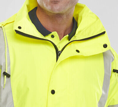Hi Viz Reflective Jacket Coat EN20471 Breathable Waterproof Orange Yellow RISTOM