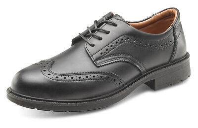 Click Footwear Managers Brogue Style Safety Work Shoes Black Leather Sizes 5-12