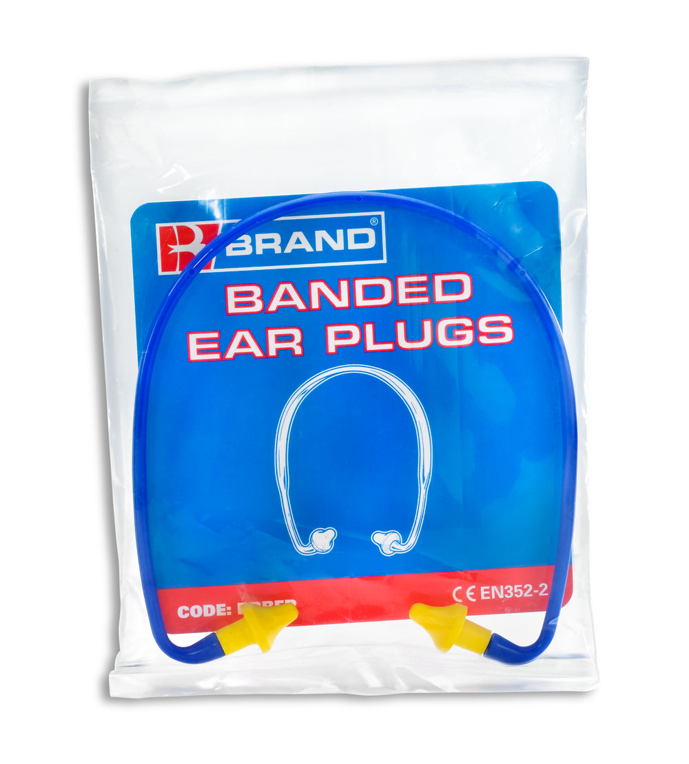 B Brand Banded Ear Plugs Single pack SNR 21 Lightweight Under Chin or Over Head