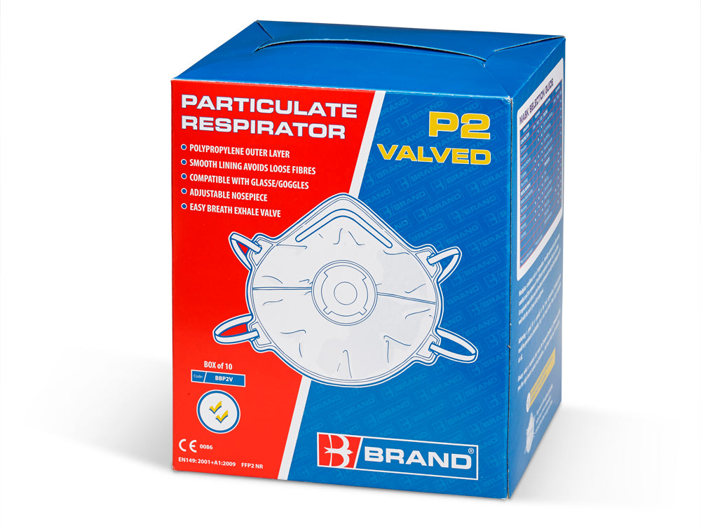 B Brand Disposable Respirator Dust Masks P2V 10 Pack Valved FFP2V BBP2VN