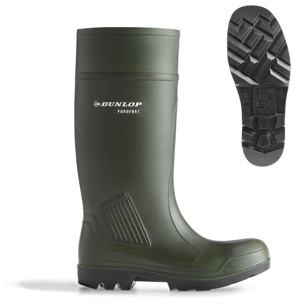 Dunlop Purofort Full Safety Welly Wellies Wellington Work Boots Green Waterproof