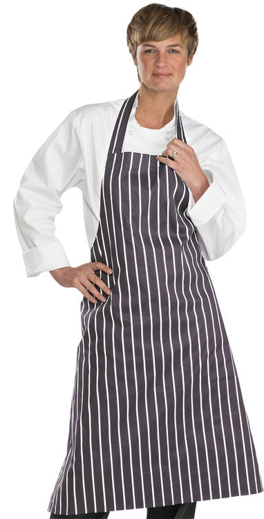 Butchers Apron Blue with White Stripes 34 x 40 Bib Style Catering Cooking