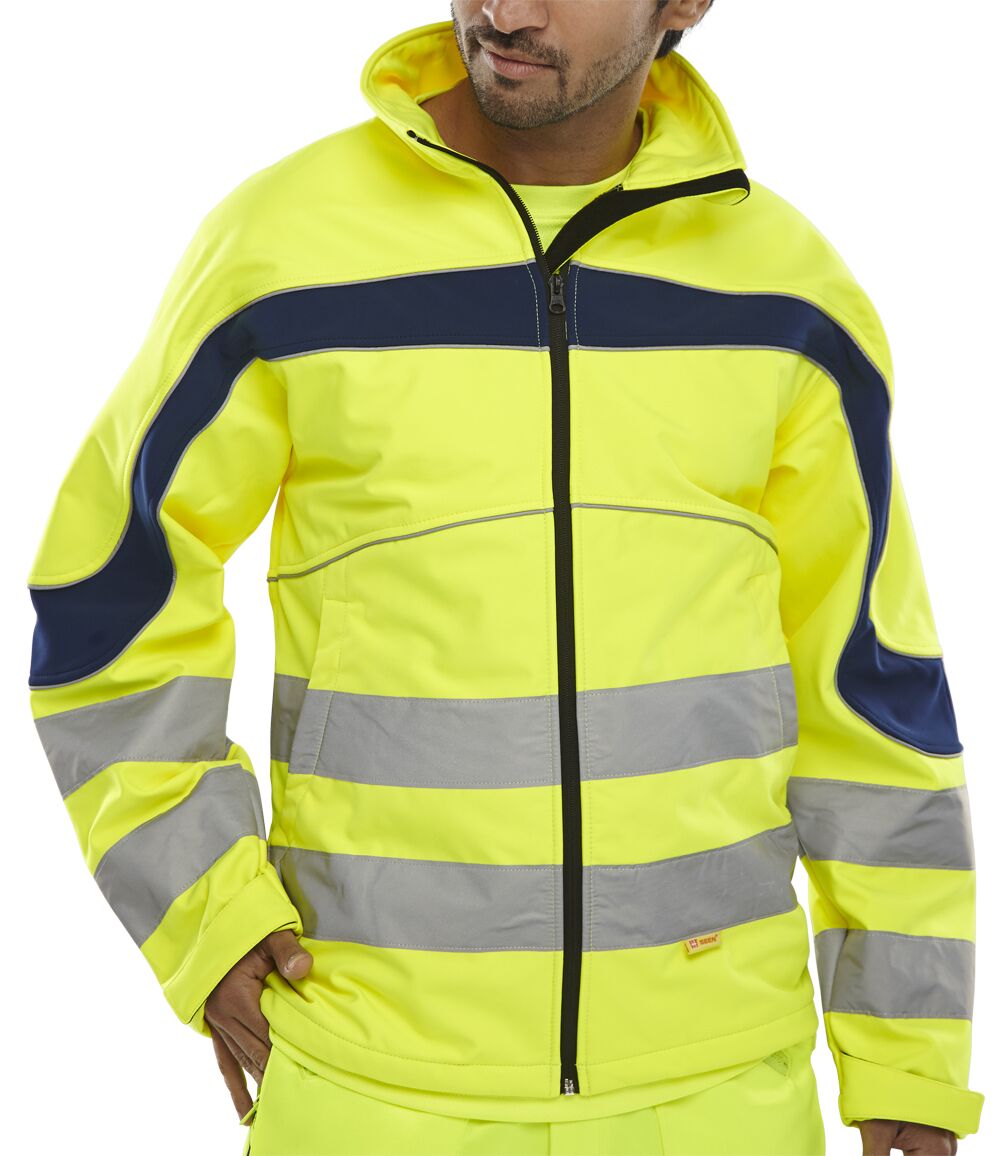 Eton Softshell Hi Viz Jacket Yellow or Orange Small-6XL Water Resistant Two Tone