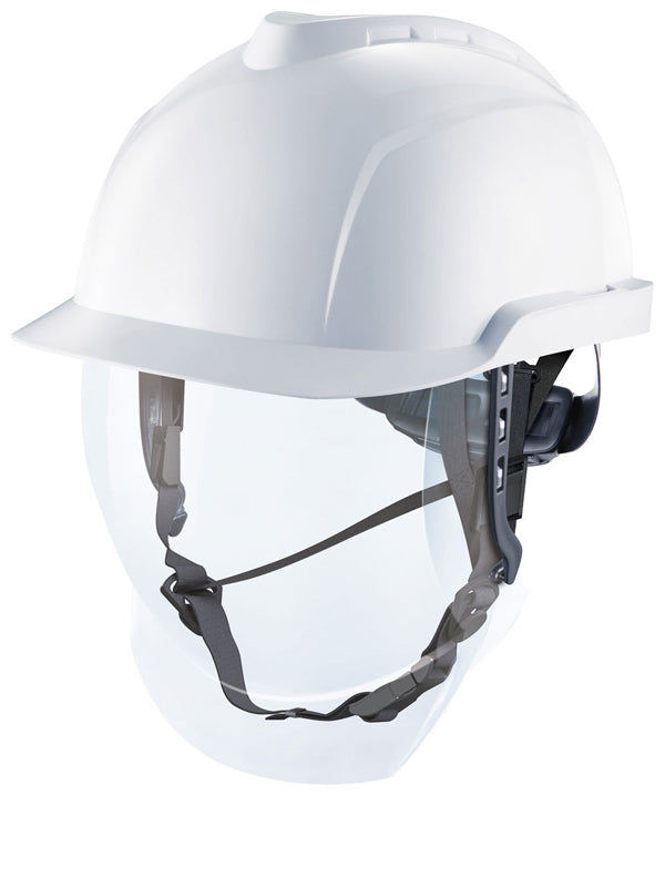 MSA V-Gard 950 Electricians Helmet White with Faceshield MSAGVF1A-80AW