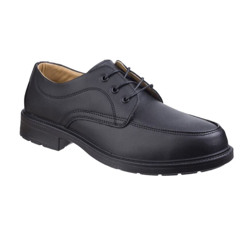 Ambler Safety FS65 Leather Lace-Up Safety Shoe Black Steel Toe Cap Protection
