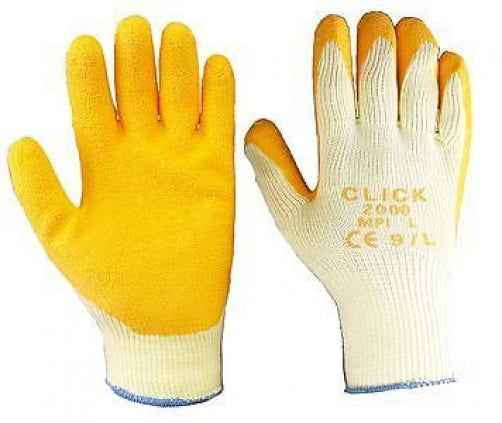 Work Gloves Latex Grip Orange Large 10 Pair Pack MP1 Gardening Building