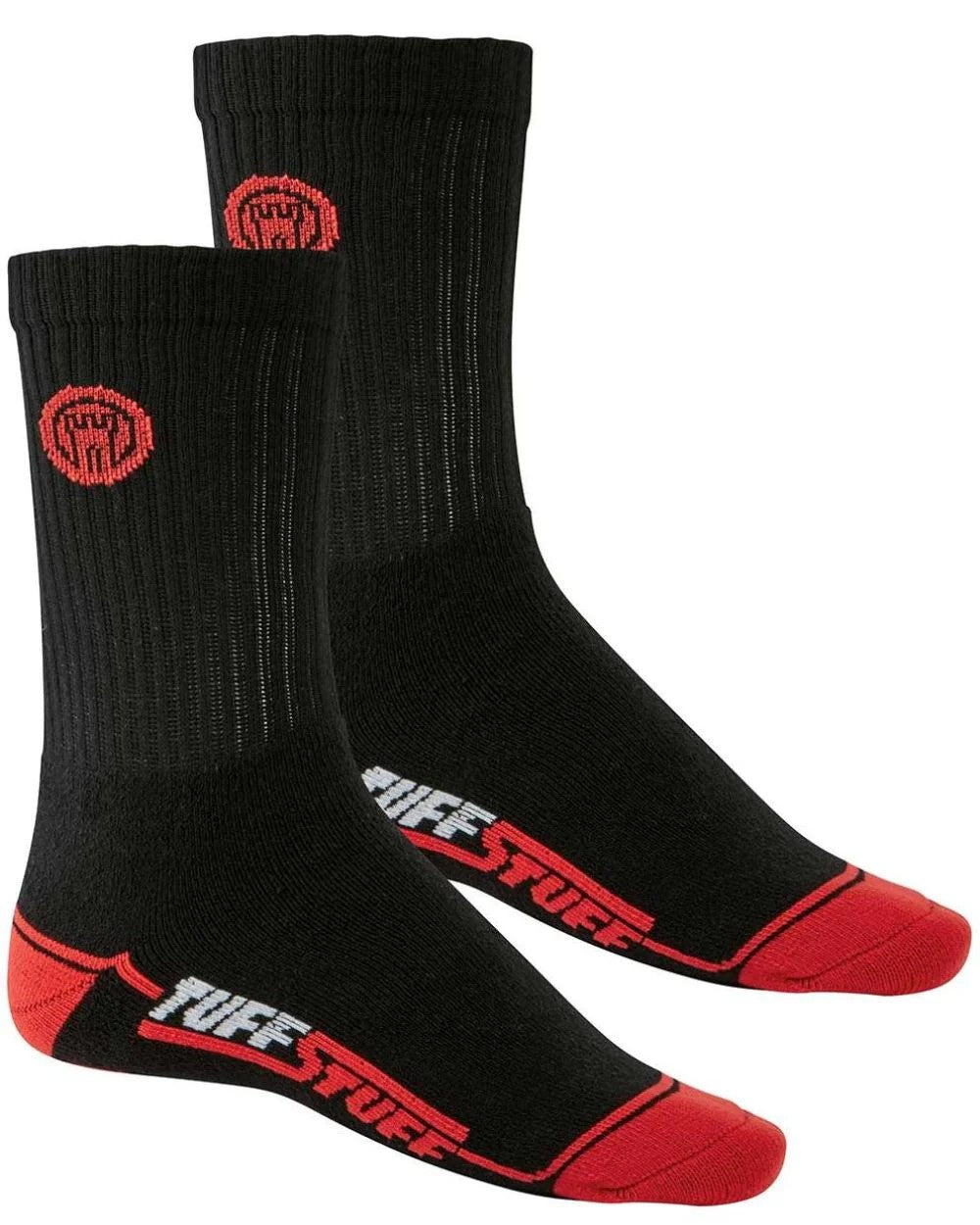 Tuffstuff Boot Socks 2 Pair Pack Size UK 6 -11 Black/Red