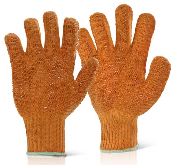 Criss Cross Handling Grip Work Gloves Orange/Yellow 10 Pair Pack