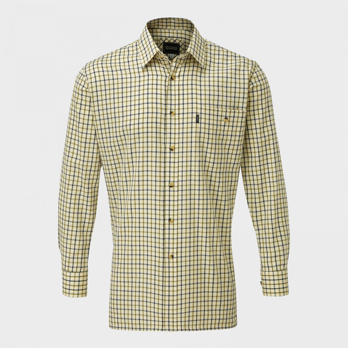 Woodbridge Checked Work Shirt Green/Blue S-3XL Long Sleeved Chest Pocket