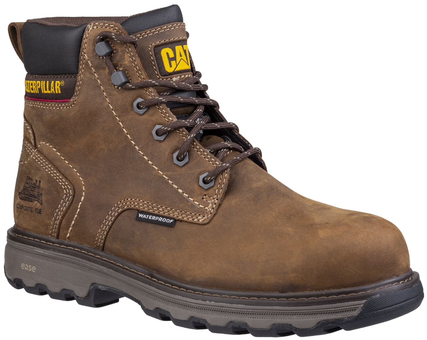 Caterpillar CAT Precision Waterproof Safety Boots Brown Composite Toe Mid 6 - 12