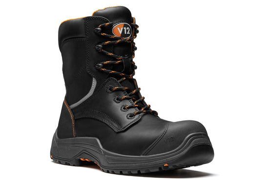 V12 Avenger IGS Safety Work Boots High Leg Zip Side VR620 Black 5-13 Leather