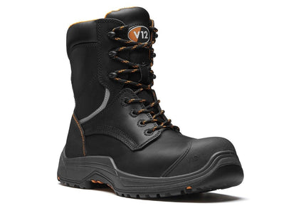 V12 Avenger IGS Safety Work Boots High Leg Zip Side VR620 Black 5-13 Leather