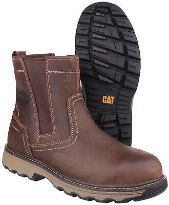 Caterpillar CAT Pelton Chelsea Dealer Safety Work Boots Brown Leather