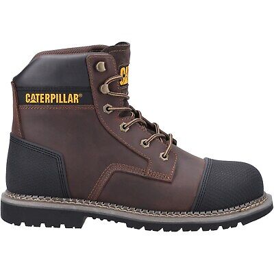 Cat Powerplant Safety Work Boots Scuff Cap S3 Brown Leather Water Resistant 6-13