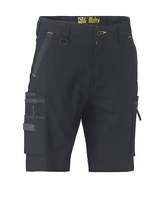 Bisley Flx & Move Stretch Utility Zip Cargo Shorts Black