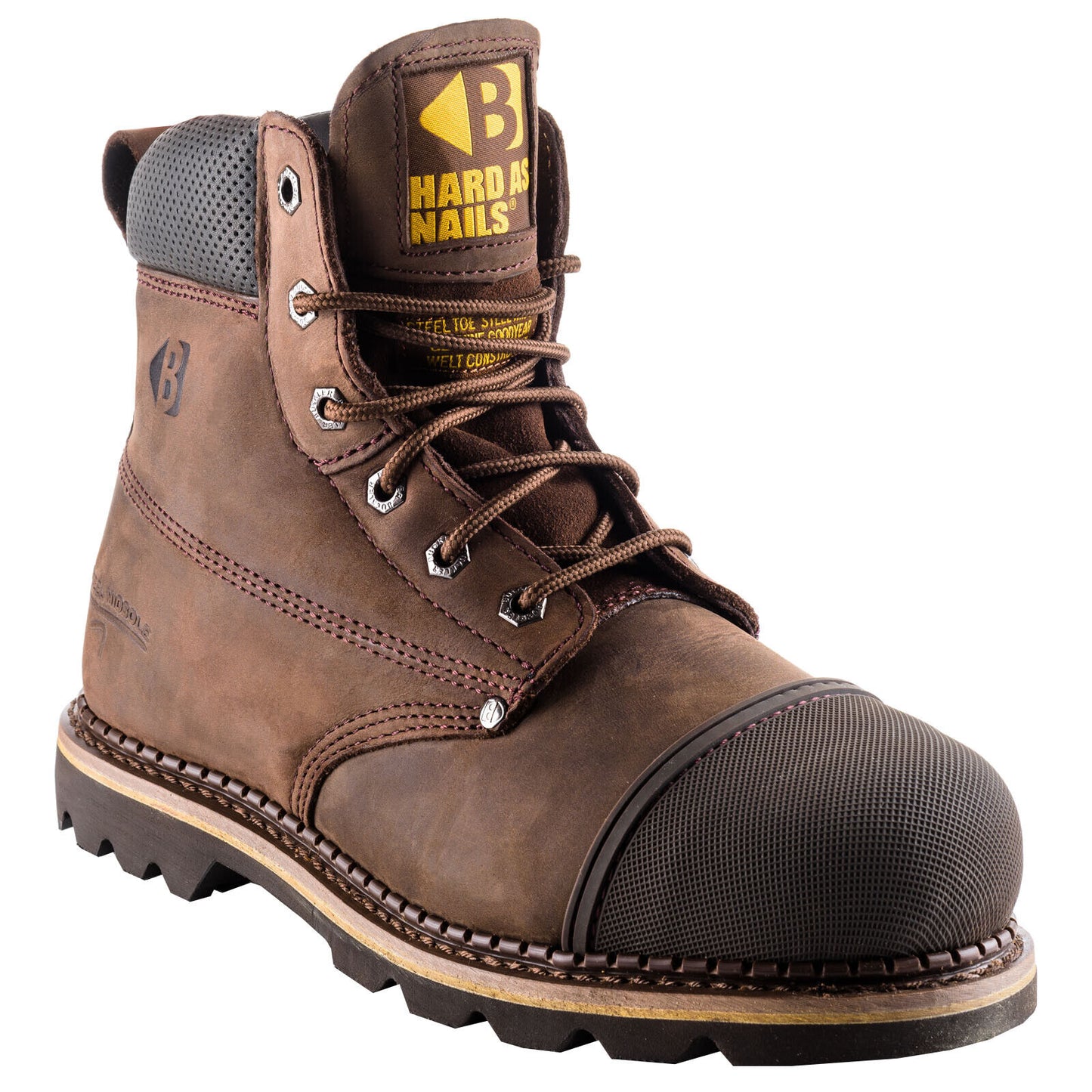 BuckBootz Buckler B301SM Lace Up Safety Work Boots Chocolate Brown