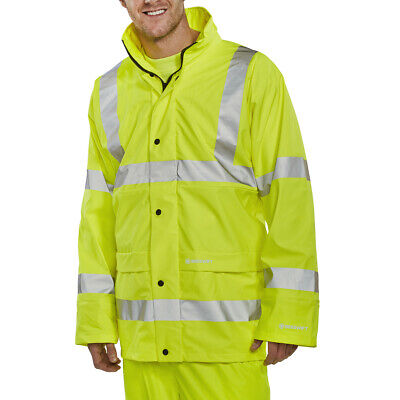 B-Seen Super B-Dri Hi Vis Waterproof Jacket Saturn Yellow