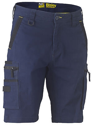 Bisley Flx & Move Stretch Utility Zip Cargo Shorts Navy UKSHC1330