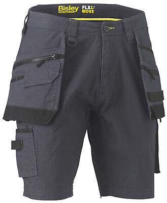 Bisley FLX & MOVE™ Stretch Utility Holster Pocket Shorts Grey UKSHC1336
