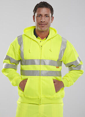 Be Seen Hi High Viz Hoodie Hooded Sweatshirt Full Zip EN20471 Orange Yellow