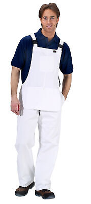 Cotton Drill Painters Bib and Brace White or Navy 32" - 48" Overalls Front Pouch