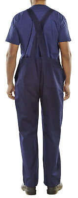 Cotton Drill Painters Bib and Brace White or Navy 32" - 48" Overalls Front Pouch