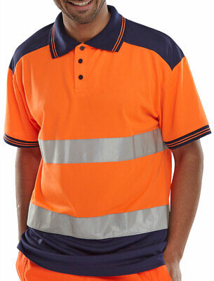 Yellow/Navy or Orange/Navy Hi Viz Polo Shirt 3M EN20471 Small - 4XL