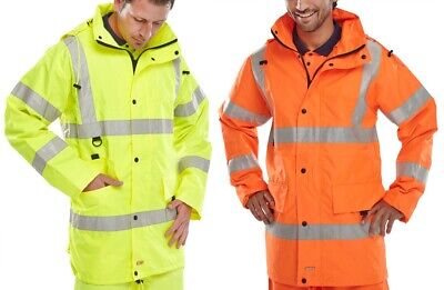 Hi Viz Reflective Jacket Coat EN20471 Breathable Waterproof Orange Yellow RISTOM