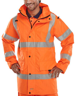 Hi Viz Reflective Jacket Coat EN20471 Breathable Waterproof Orange Yellow RISTOM