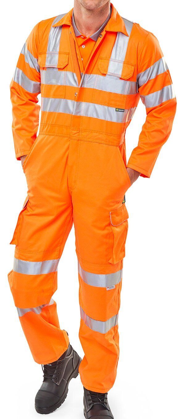 Beeswift Hi Viz Railspec Coverall Overalls Boilersuit Orange EN20471 RIS 3279 TOM