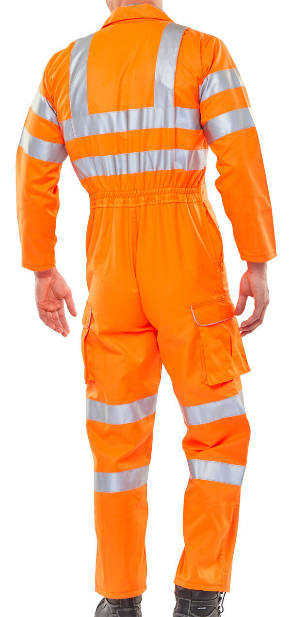 Beeswift Hi Viz Railspec Coverall Overalls Boilersuit Orange EN20471 RIS 3279 TOM