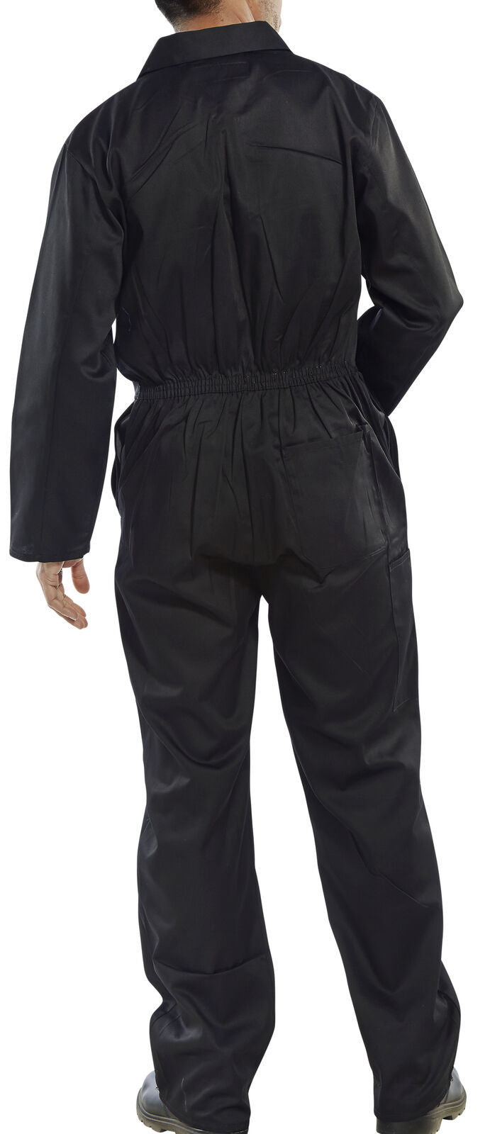 Black Overalls Boilersuit Coverall Click Polycotton Stud Fastening Lightweight