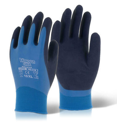 Wondergrip Aqua Fully Coated Latex Gloves One Pair Blue WG318 Waterproof EN388