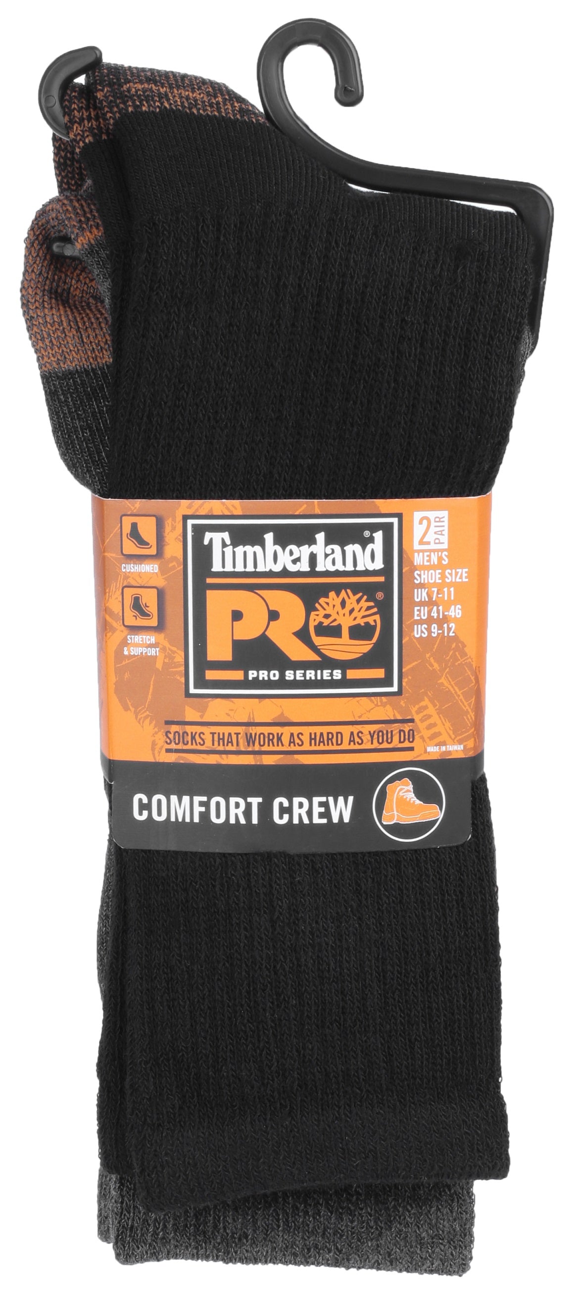 Timberland Pro Series Work Socks 2 Pair Pack Black & Charcoal Grey Size 7-11
