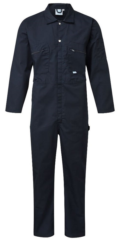 Fort Zip Front Overalls Navy Blue Polycotton 34" - 60" 240gsm Zip Chest Pockets