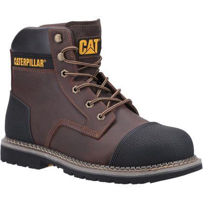 Cat Powerplant Safety Work Boots Scuff Cap S3 Brown Leather Water Resistant 6-13