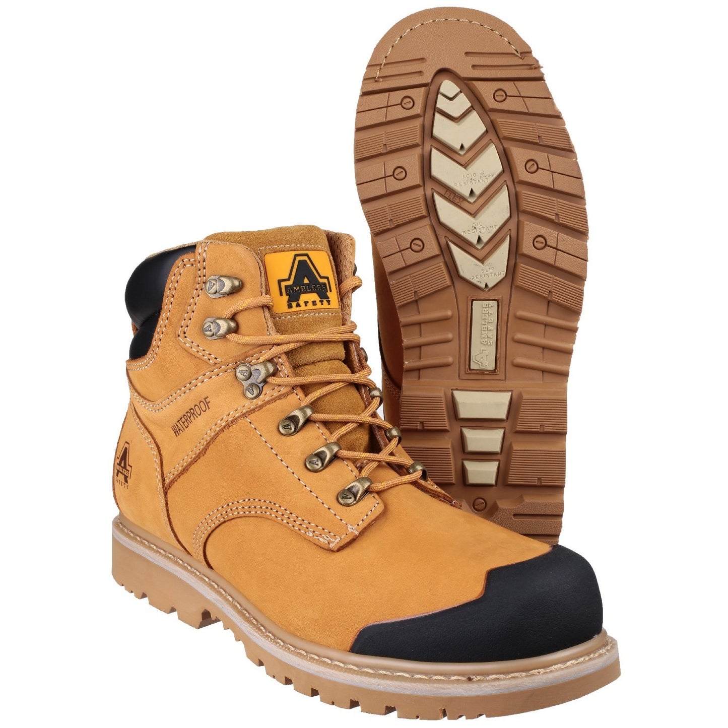 Amblers Waterproof Safety Boots FS226 Honey S3 Goodyear Welted 6-13 Scuff Cap