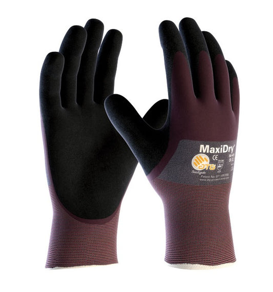 ATG Maxidry Gloves 3/4 Coated S-XL 6 Pair Pack 56425 Liquid & Oil Repellant