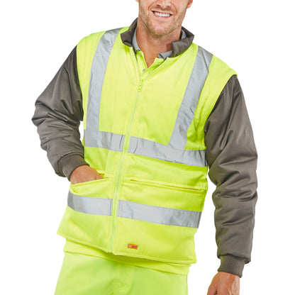 Be Seen Elsener 7-in-1 Hi Vis Waterproof Jacket Saturn Yellow