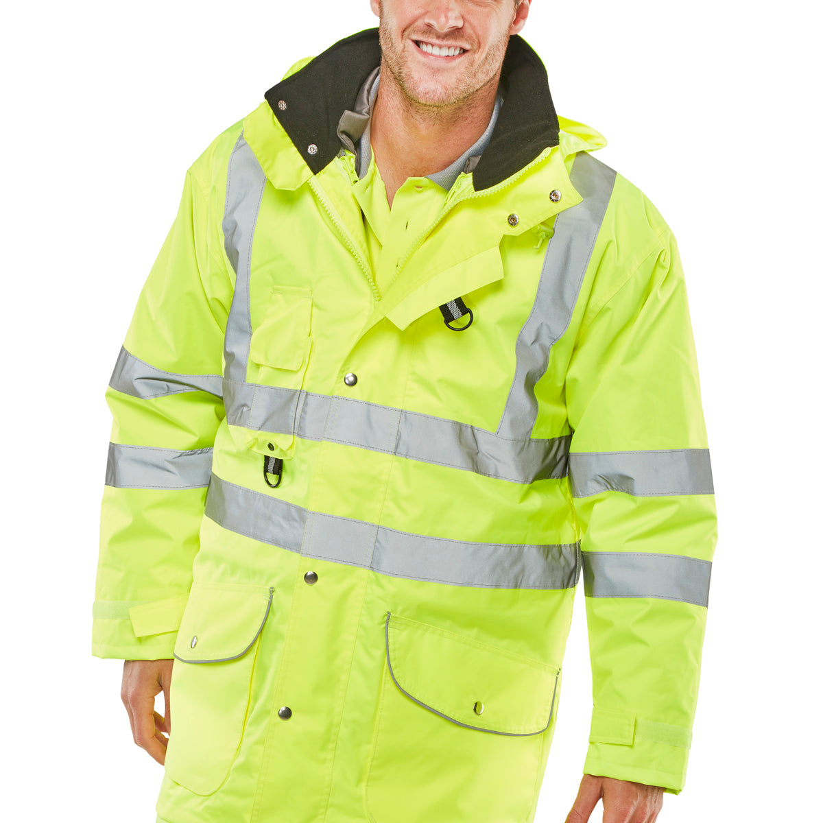 Be Seen Elsener 7-in-1 Hi Vis Waterproof Jacket Saturn Yellow