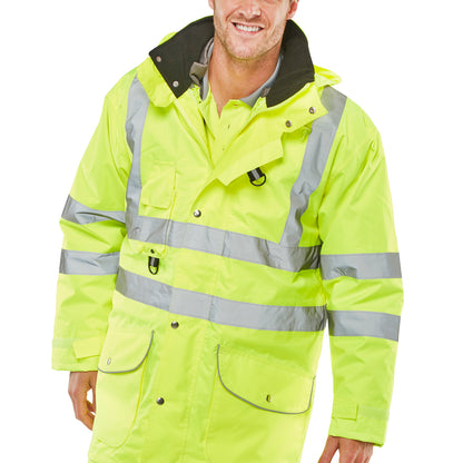 Be Seen Elsener 7-in-1 Hi Vis Waterproof Jacket Saturn Yellow