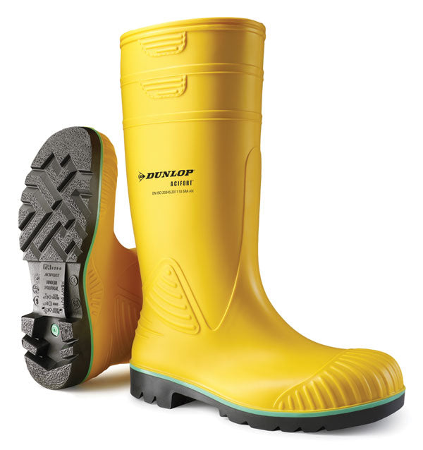 Dunlop Acifort Heavy Duty Safety Welly Yellow Wellington Boot 6 -12 S5 SRA
