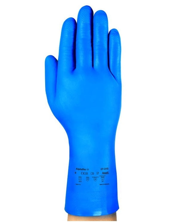 Ansell AN37-310 Alphatec Nitrile Rubber Gloves Blue EN421 EN374 10 Pair Pack