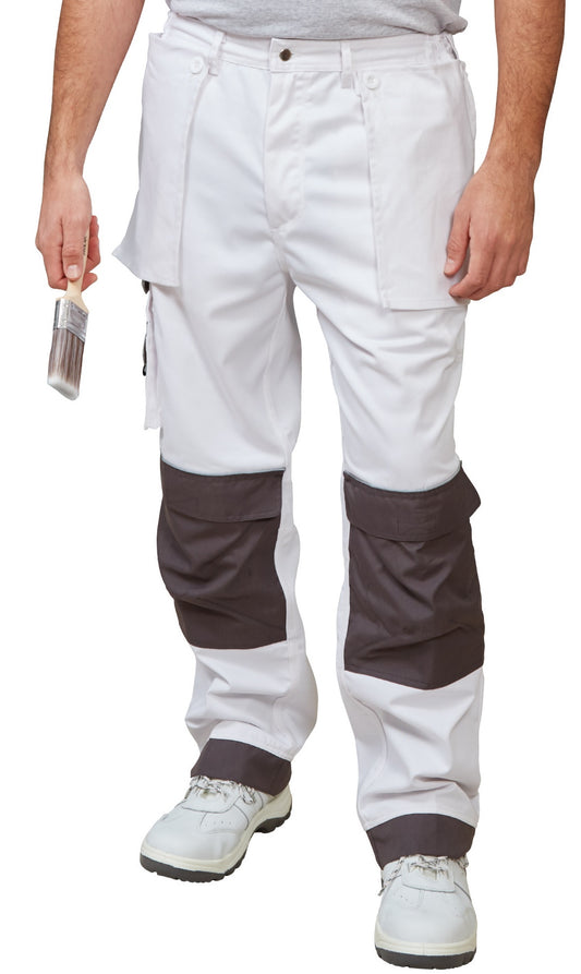 Prodec Advance Work Trousers Pants White Grey Painters Decorators Multipocket