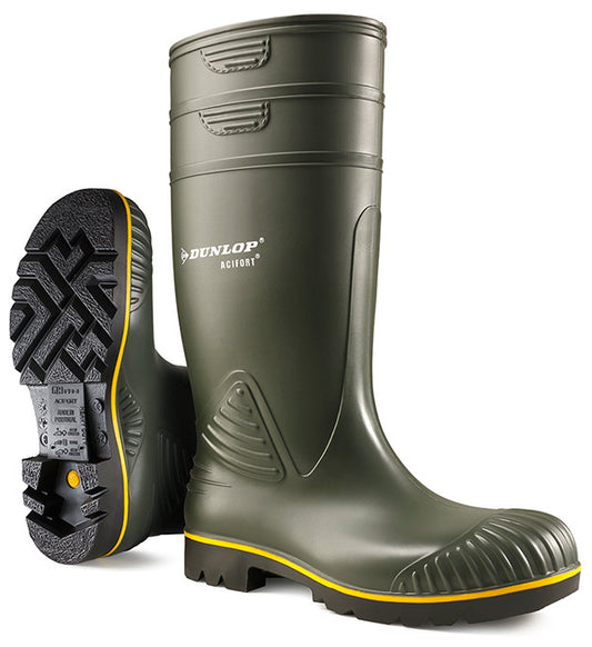 Dunlop Acifort Heavy Duty Non Safety Welly Green Agri Wellington Boots Farming