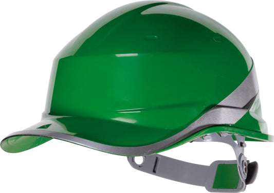Venitex Hard Hat Safety Helmet Green Hi Viz Band Textile Cradle EN397