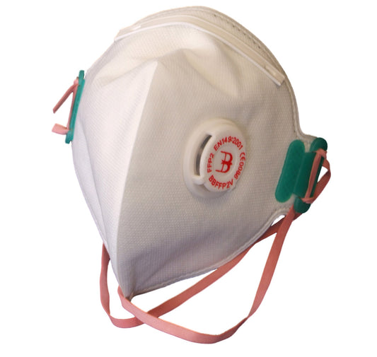 B Brand Fold Flat Disposable Respirator Dust Masks FFP2VN 20 Pack Valved